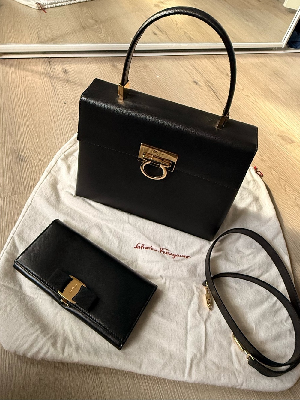 Salvatore Ferragamo Gancini Top Handle Bag & Matching Wallet